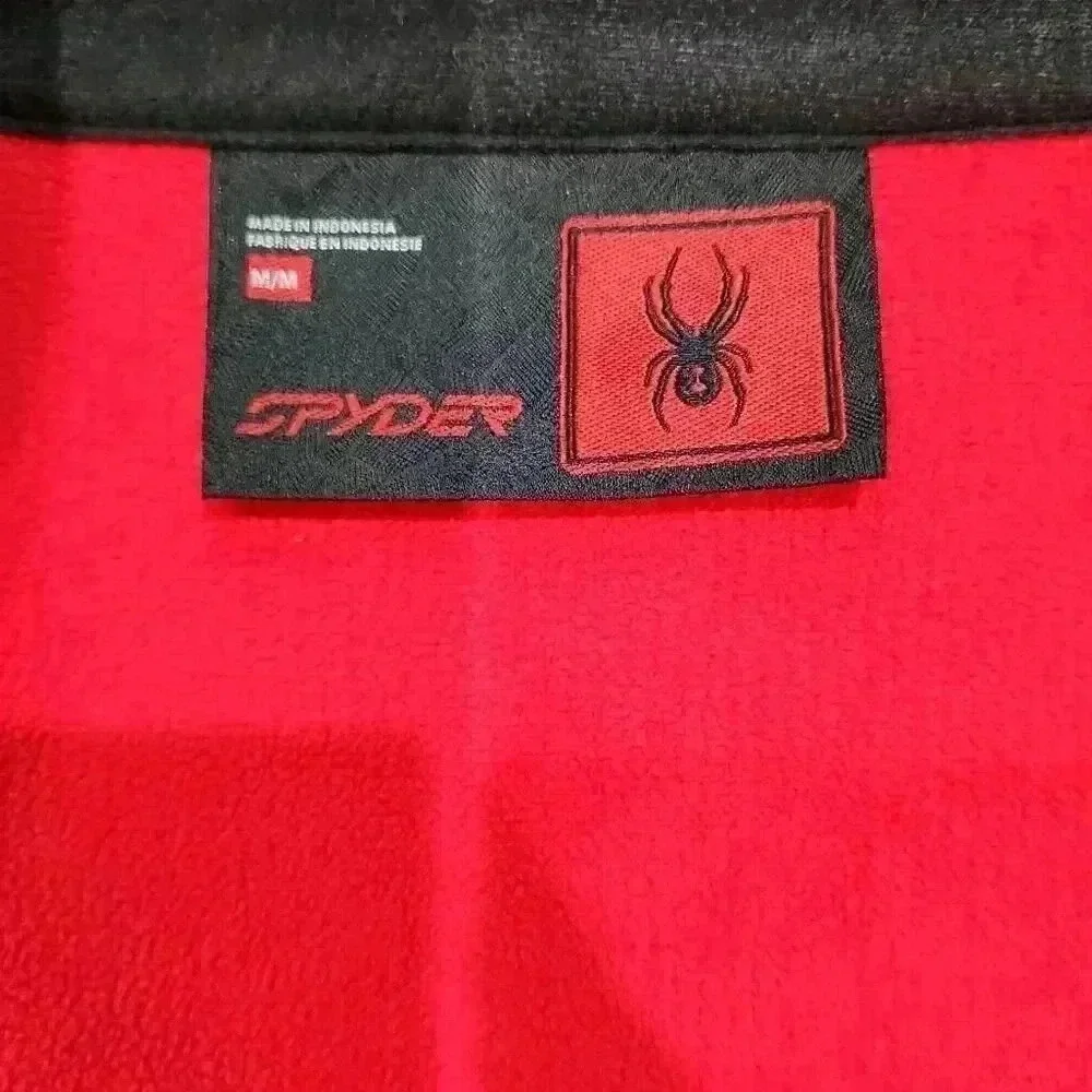 Spyder Men's Colorblock Fleece Long Sleeve Half Zip Jacket Red Black Size Medium